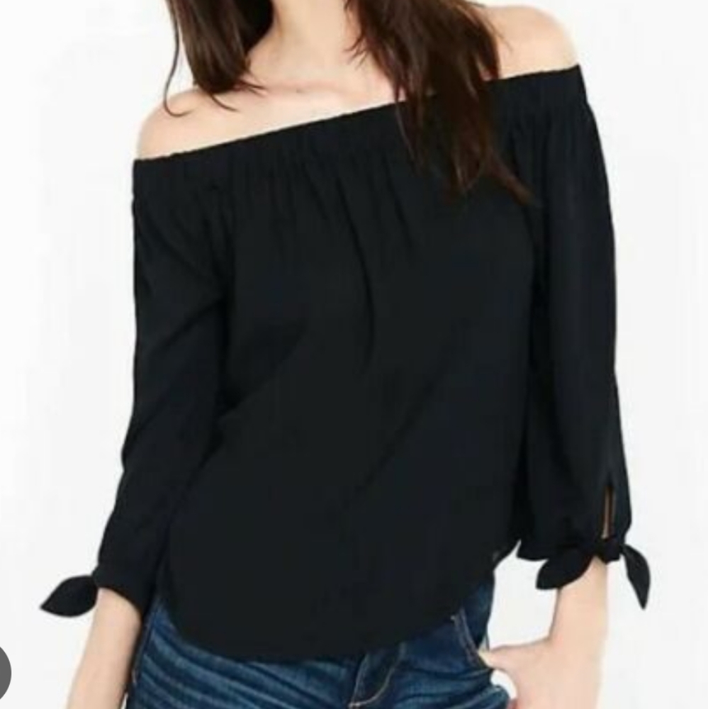 Express black off the shoulder long sleeve top size xs, spot shown